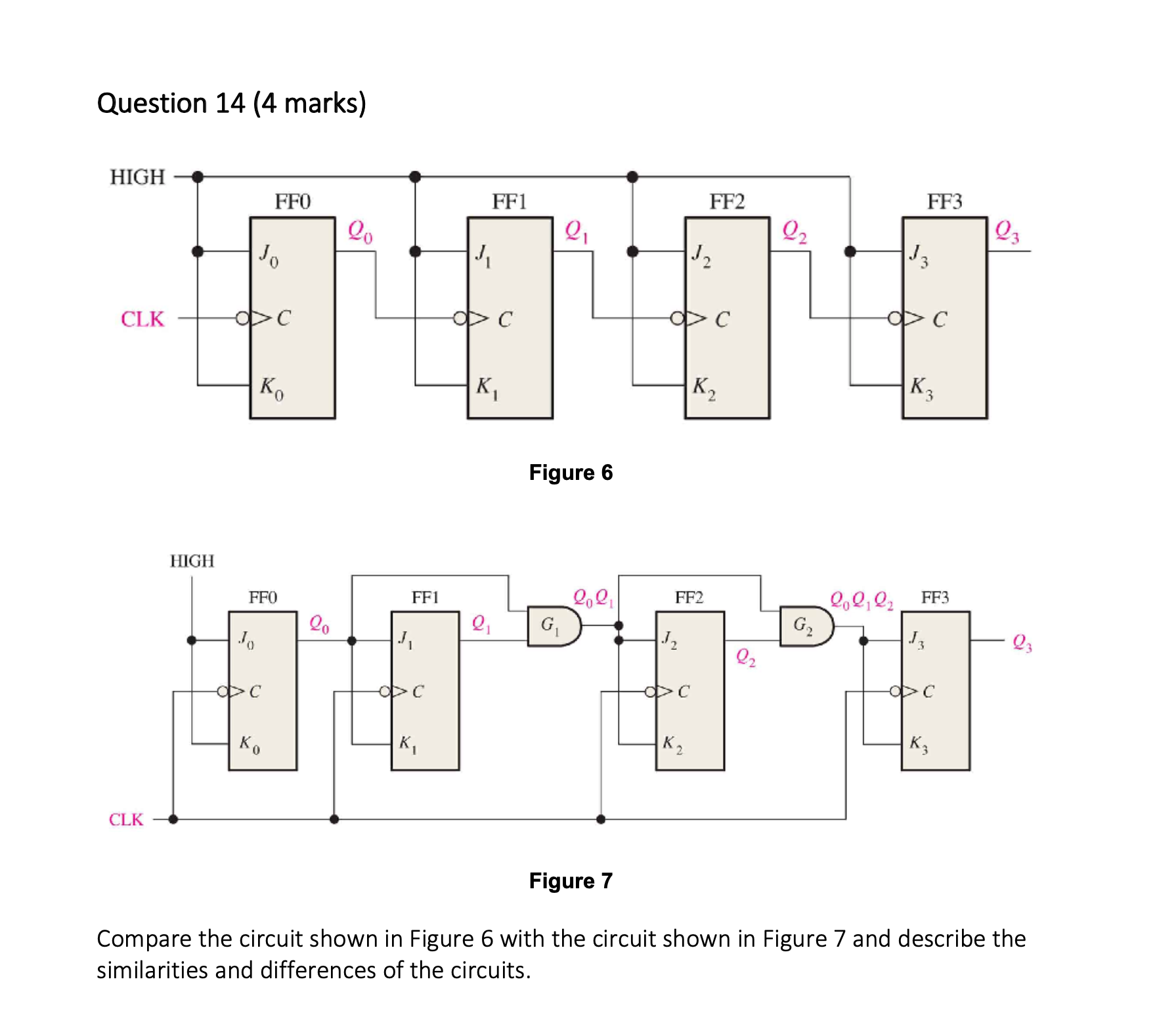 Solved Question 14 (4 marks) Figure 7 Compare the circuit | Chegg.com