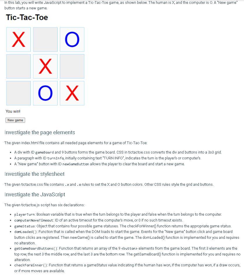 Solved In this lab, you will write JavaScript to implement a | Chegg.com