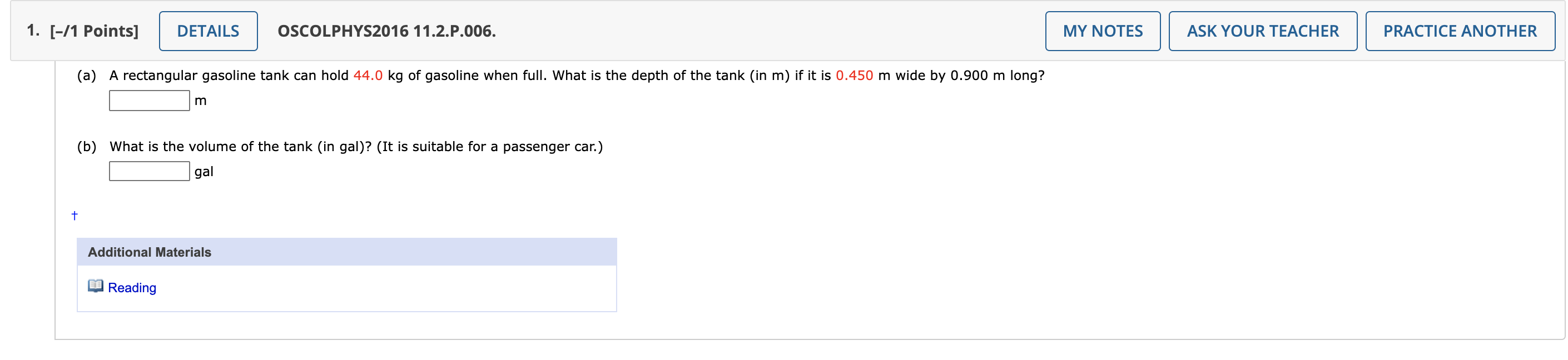 Solved 1 [ 1 Points] Details Oscolphys2016 11 2 P 006 My