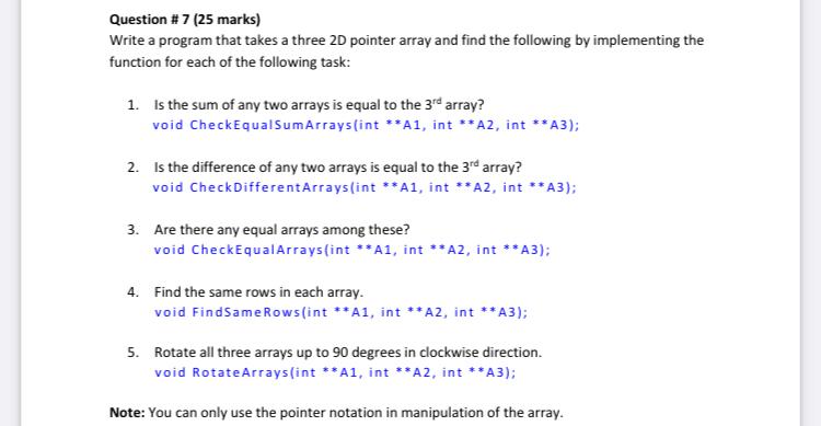 Solved Question # 7 (25 marks) Write a program that takes a | Chegg.com