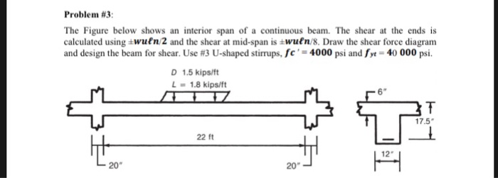 Solved Problem #3: The Figure below shows an interior span | Chegg.com