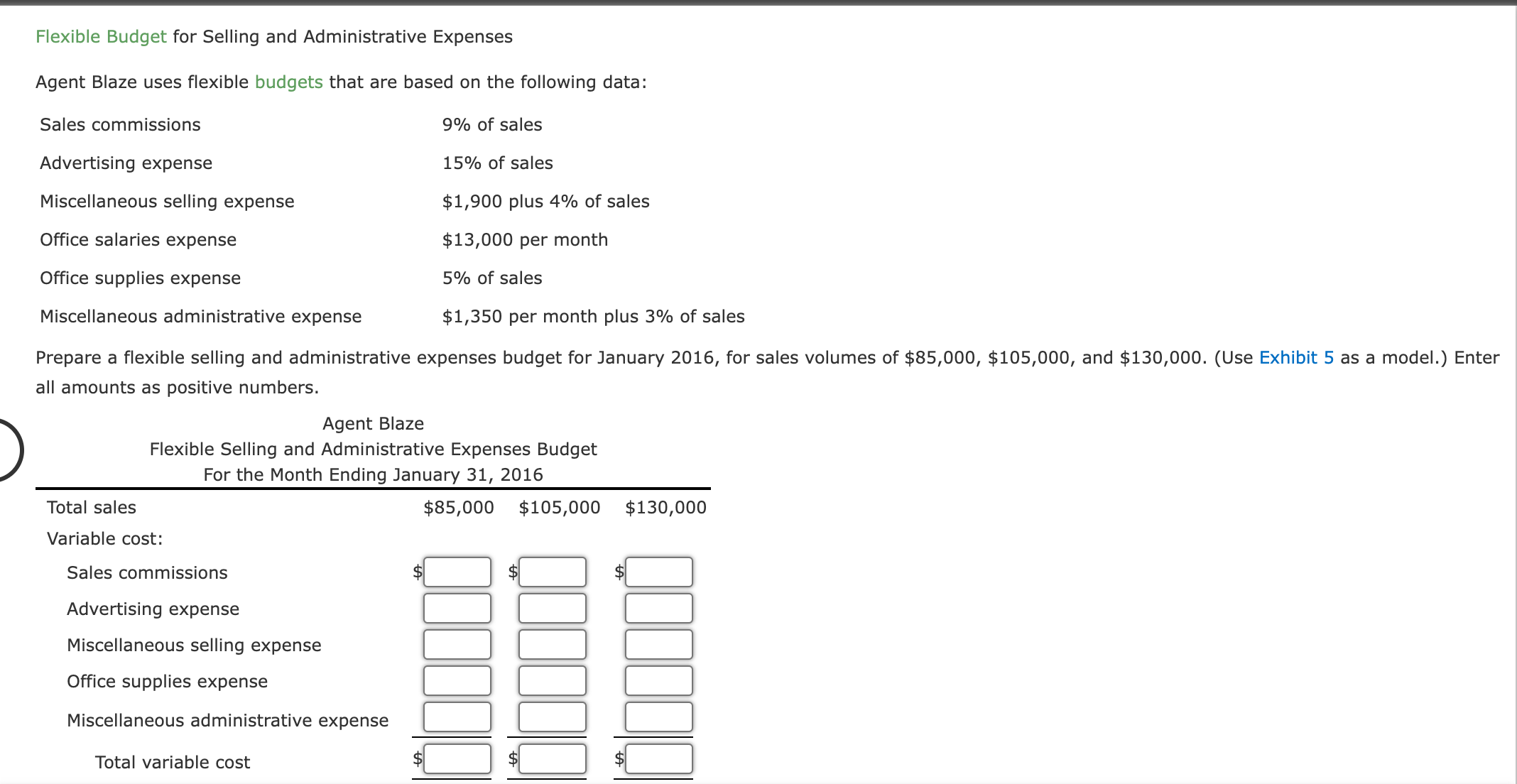 Solved Flexible Budget for Selling and Administrative | Chegg.com