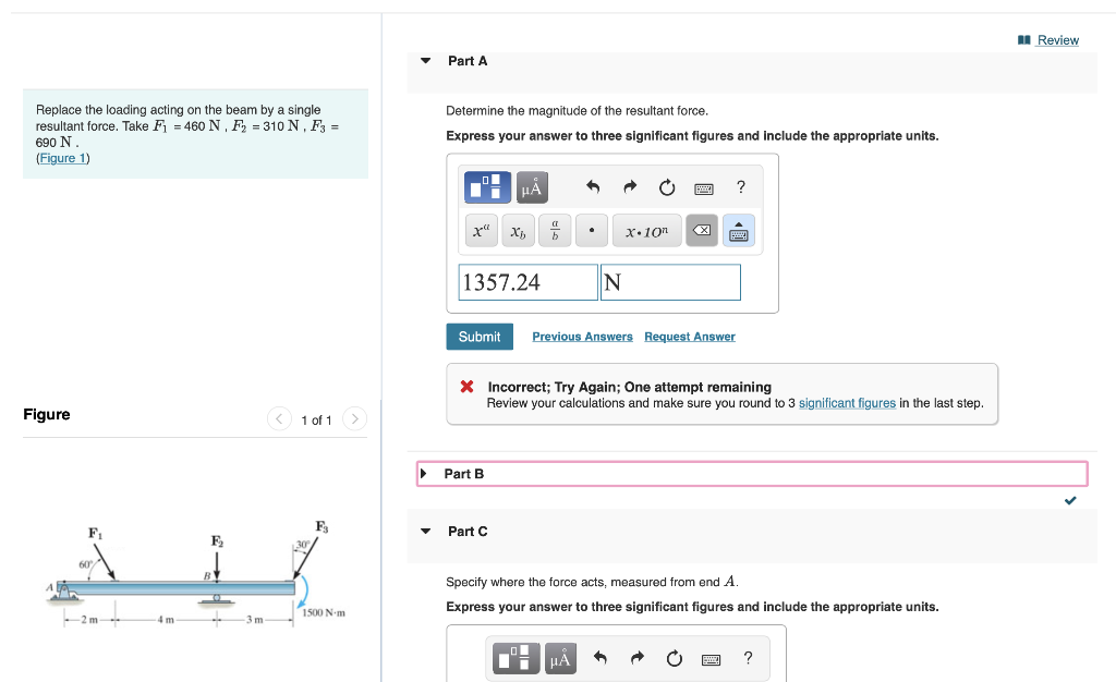 Solved an Review Part A Replace the loading acting on the | Chegg.com