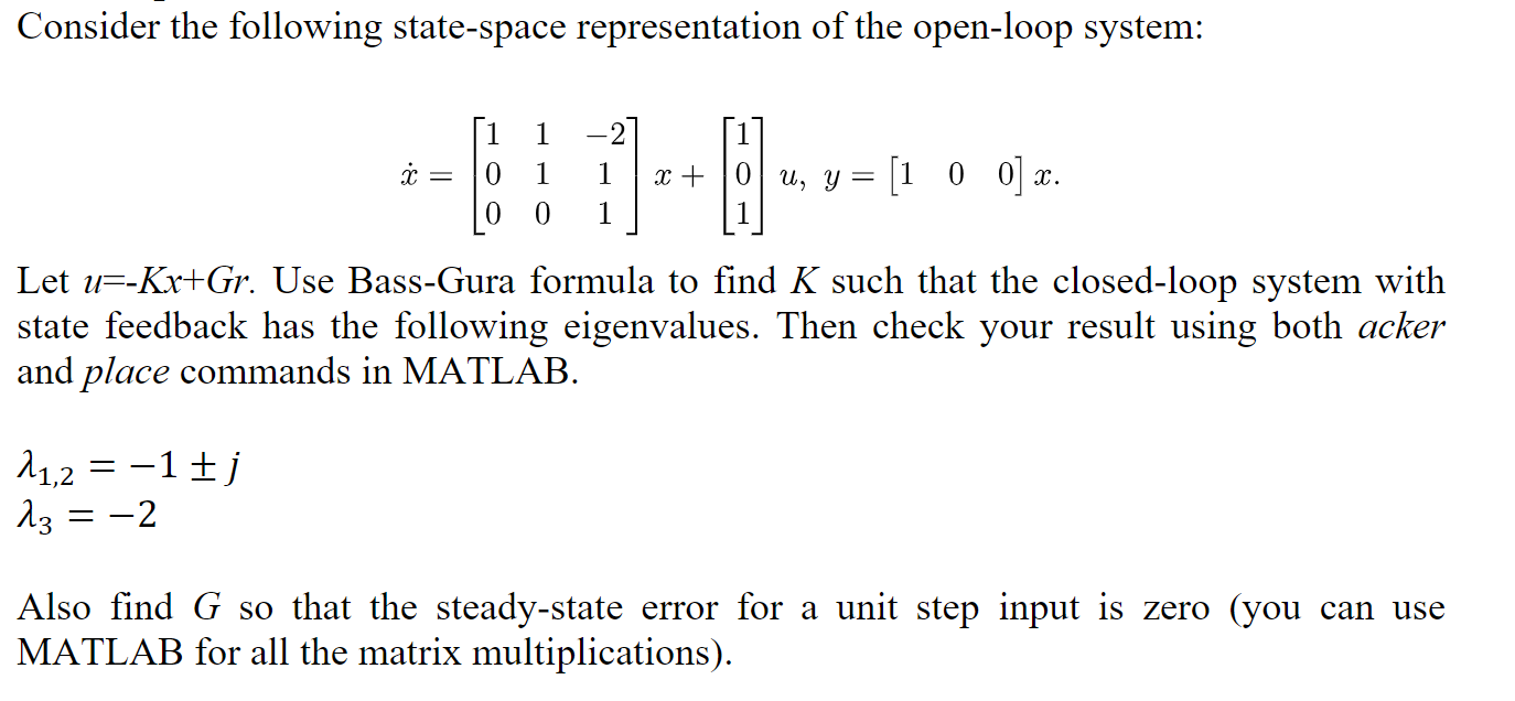 Consider The Following State-space Representation Of | Chegg.com