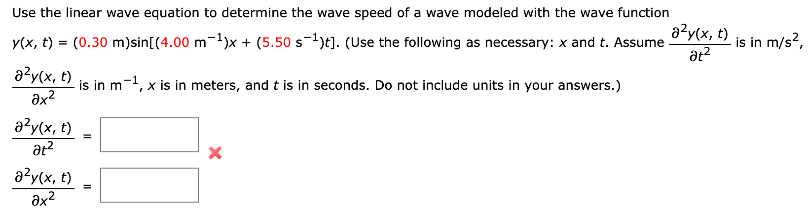 Solved Use the linear wave equation to determine the wave | Chegg.com