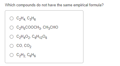 Solved Which compounds do not have the same empirical Chegg