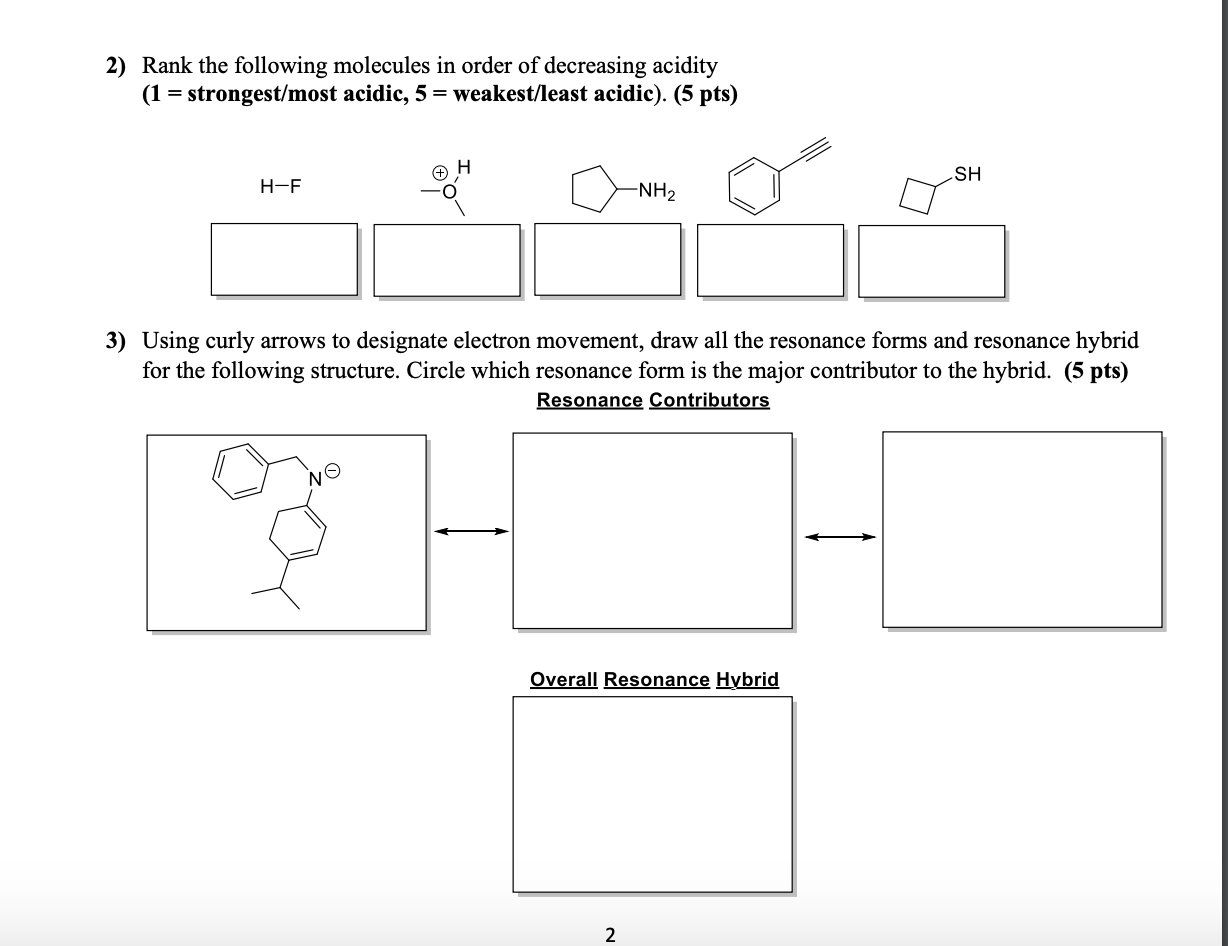 Solved 2) Rank the following molecules in order of | Chegg.com