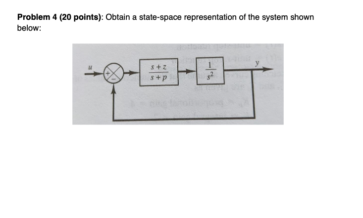 Solved Problem 4 (20 points): Obtain a state-space | Chegg.com