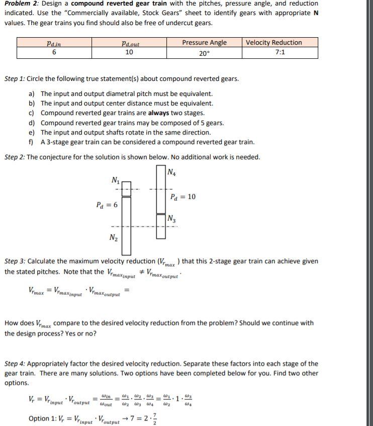 Solved Problem 2: Design a compound reverted gear train with | Chegg.com
