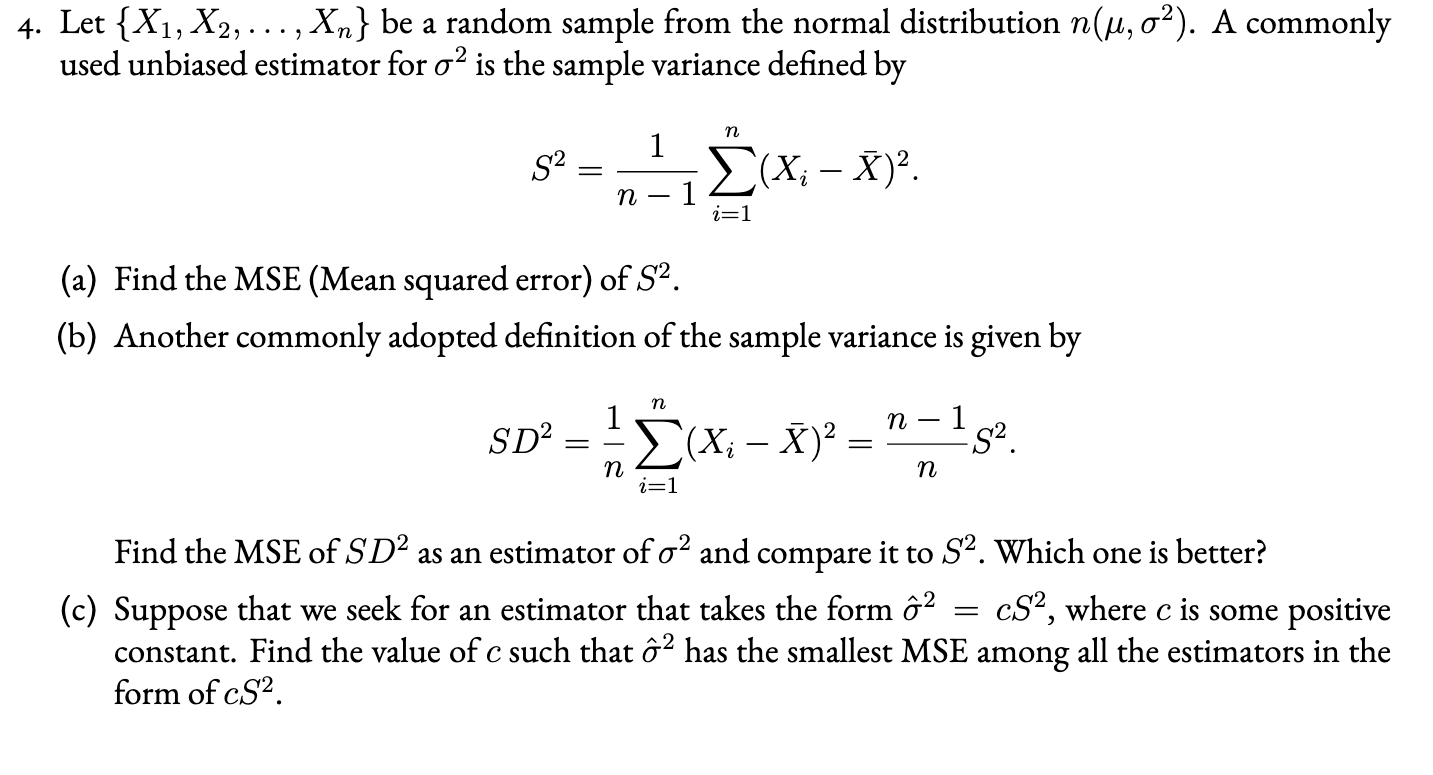 4 Let X1 X2 Xn Be A Random Sample From The Chegg Com