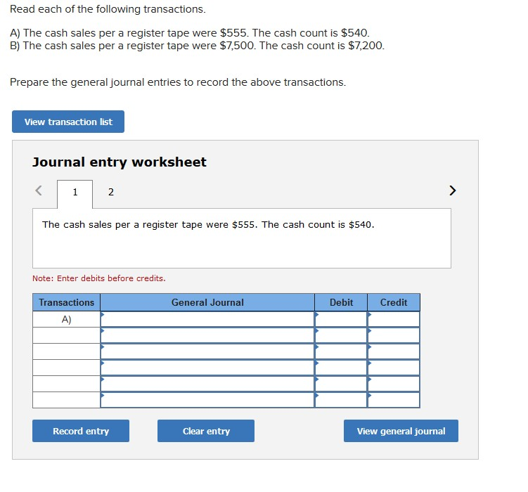 Solved Read each of the following transactions. A) The cash