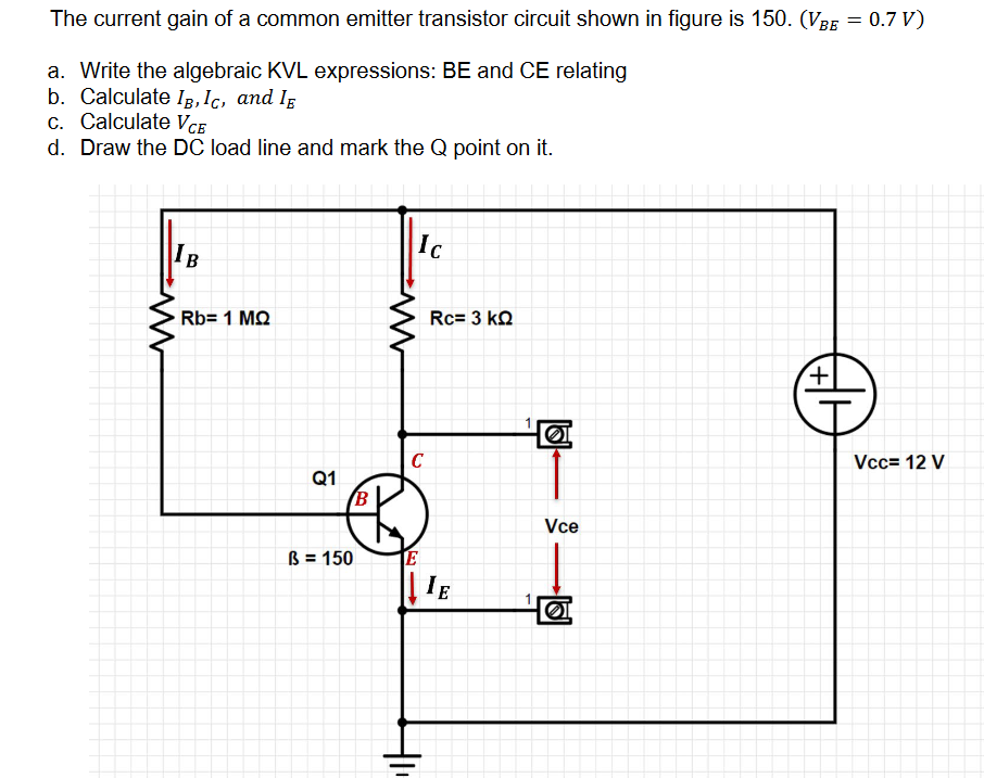 Solved The current gain of a common emitter transistor