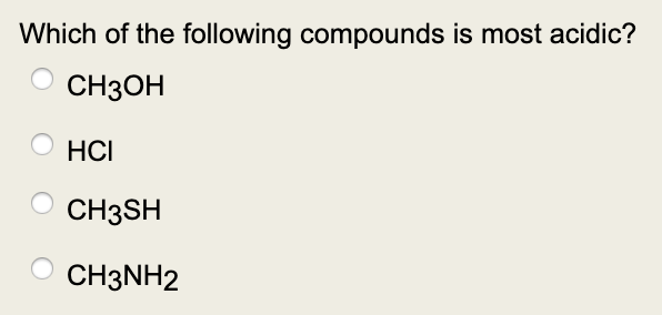 Solved Which Of The Following Compounds Is Most Acidic