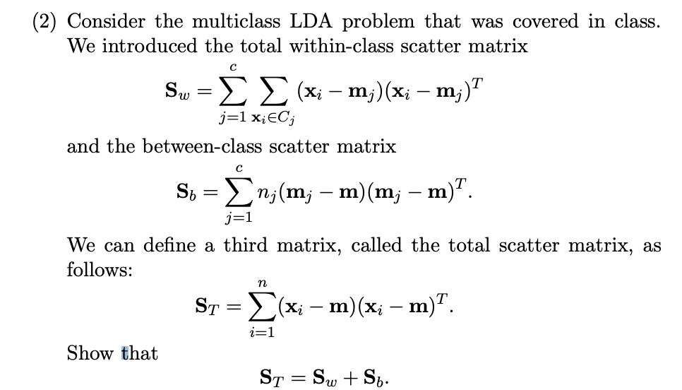 Solved 2) Consider the multiclass LDA problem that was | Chegg.com ...