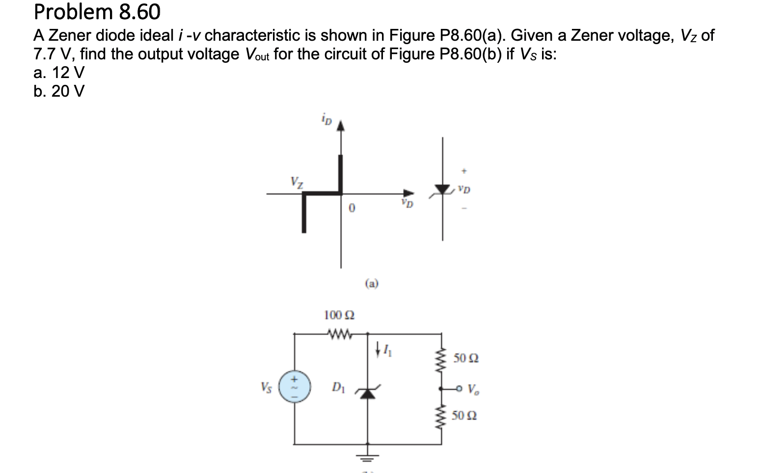 Solved A Zener diode ideal i - v characteristic is shown in | Chegg.com