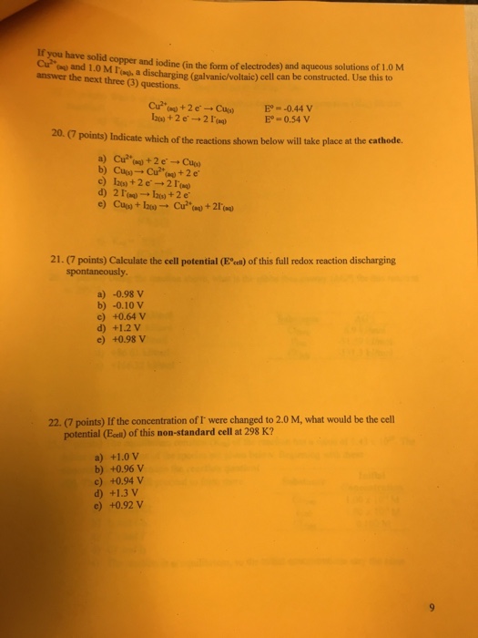 Solved If you have solid copper and iodine (in the form of | Chegg.com
