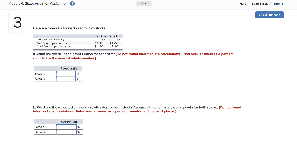 Solved Module 4: Stock Valuation Assignment Seved Help Save | Chegg.com