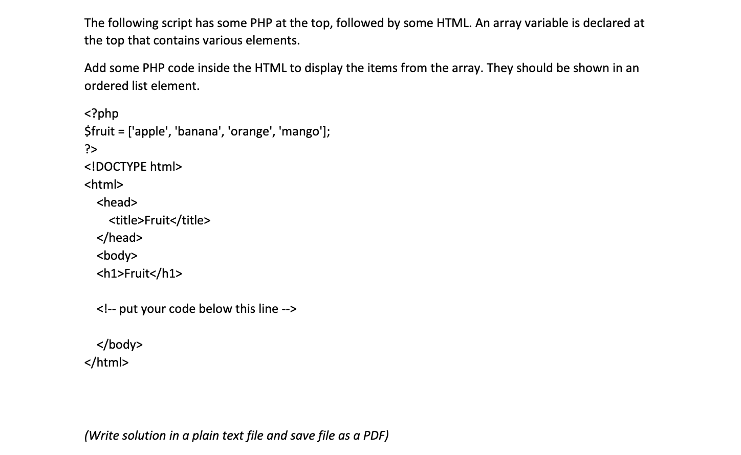 Solved The following script has some PHP at the top, | Chegg.com