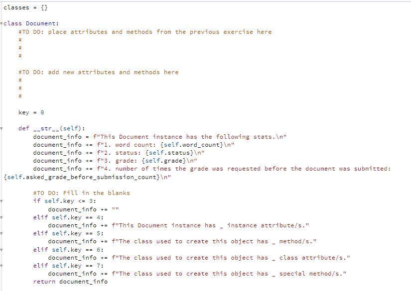 Create a Python class, Document. Upon initialization, | Chegg.com