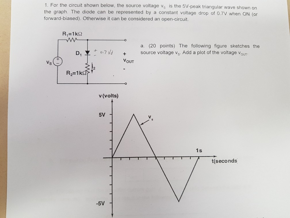 Solved 1. For the circuit shown below, the source voltage vs | Chegg.com
