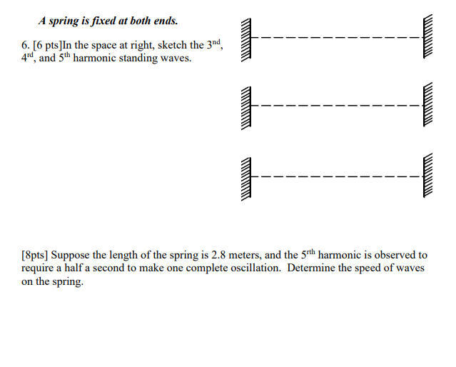 Solved A spring is fixed at both ends. 6. [6 pts]In the | Chegg.com