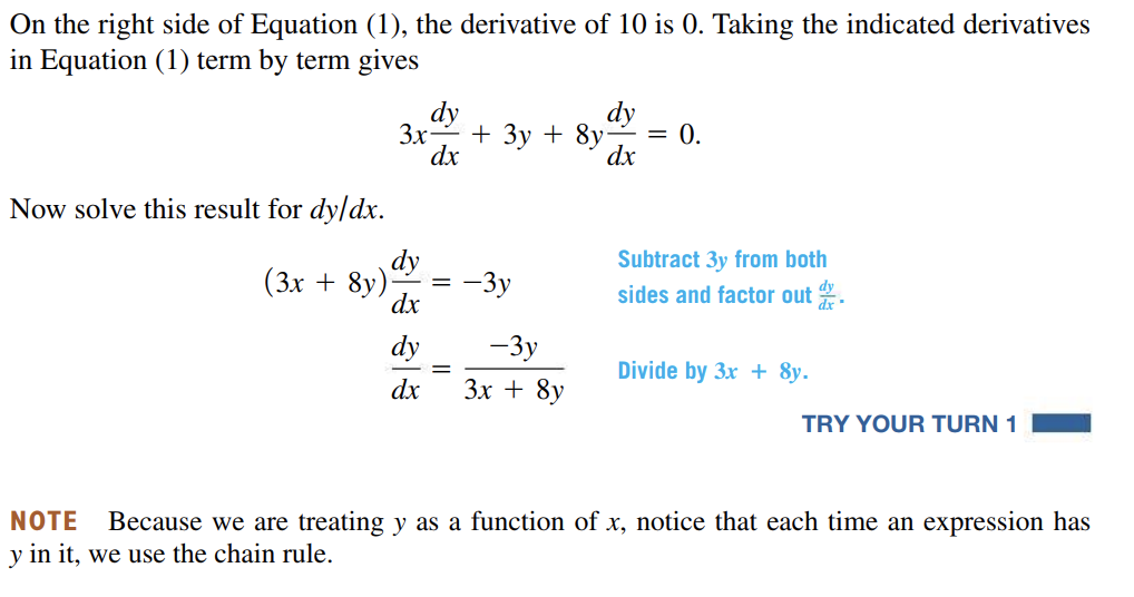 Solved = EXAMPLE 1 Implicit Differentiation Find dy/dx if | Chegg.com