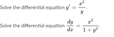 Solved Solve the differential equation y′=yx2. Solve the | Chegg.com