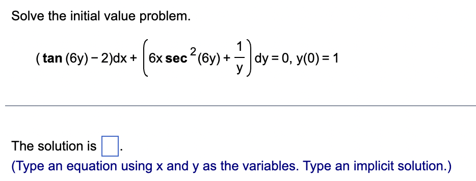 Solved Solve the initial value problem. | Chegg.com