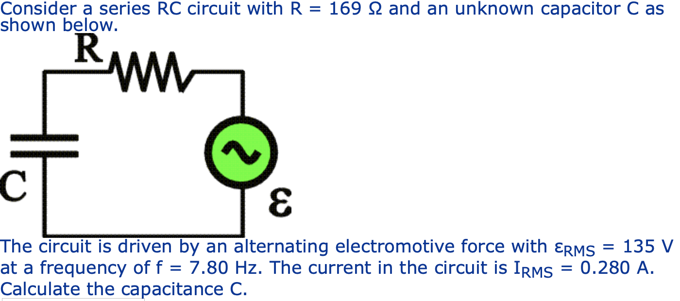 Solved Consider a series RC circuit with R shown below. 169 | Chegg.com