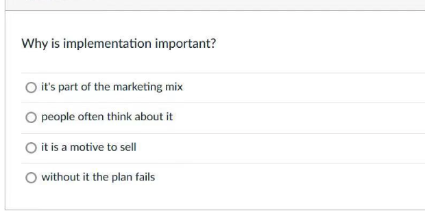 Solved Why is implementation important? it's part of the | Chegg.com