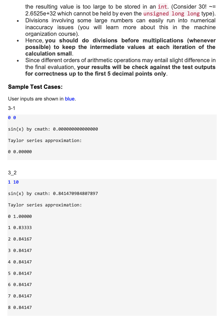 Solved C++: Sine Function Approximation (NO arrays, vectors, | Chegg.com