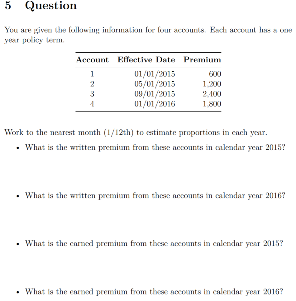 Solved 5 Question You Are Given The Following Information Chegg Com