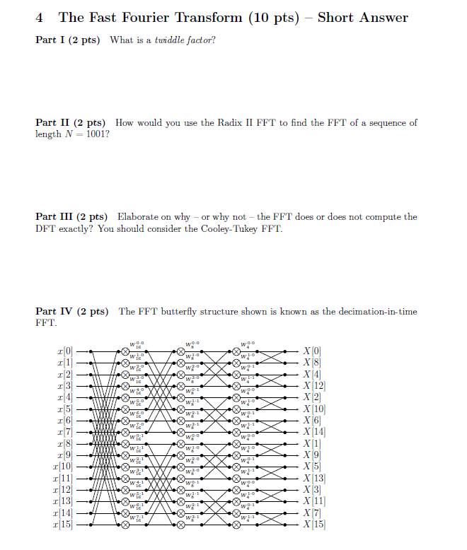 4 The Fast Fourier Transform (10 pts) - Short Answer | Chegg.com