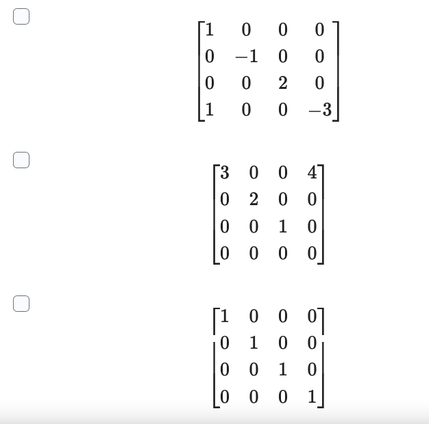 Solved Select all of the following matrices that are upper | Chegg.com