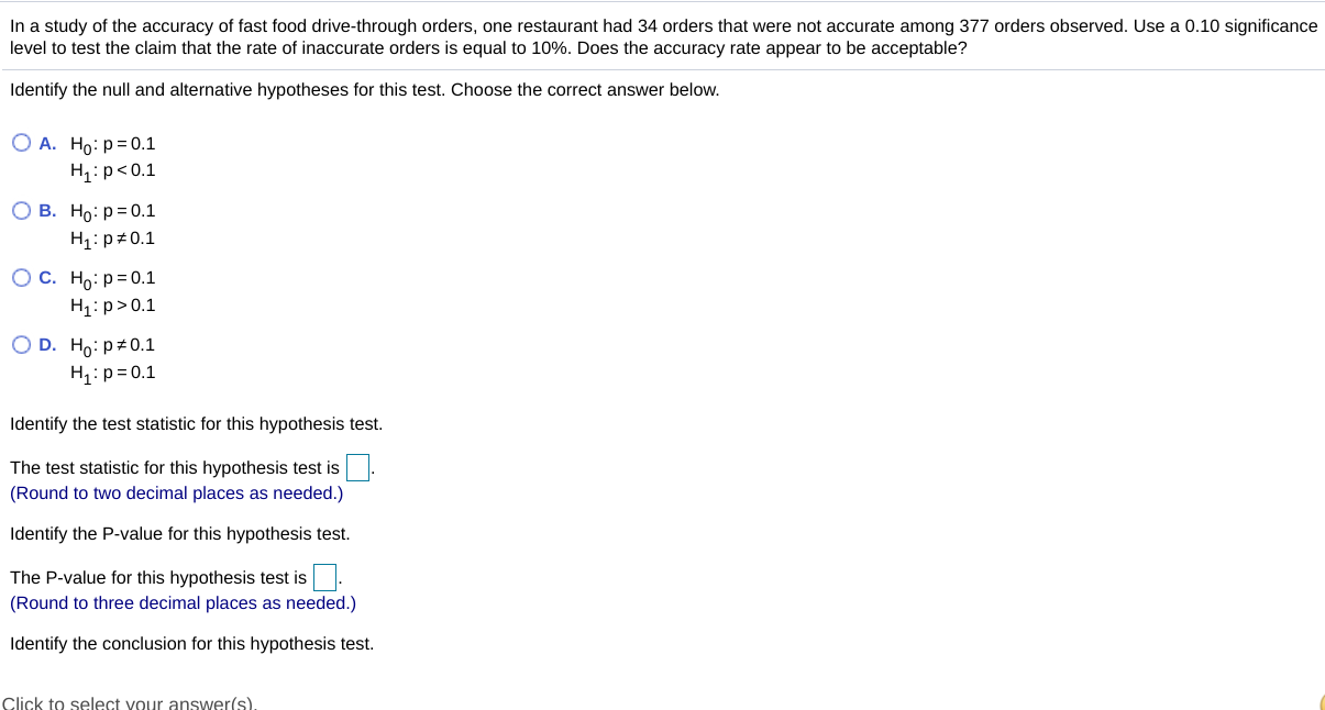 Solved In a study of fast food drive-through orders