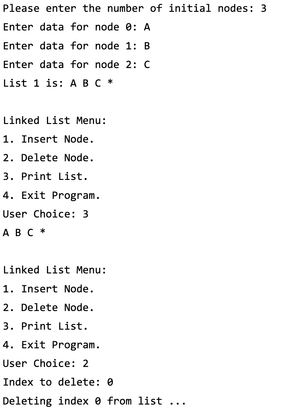 Solved Doubly linked list program in C where each node