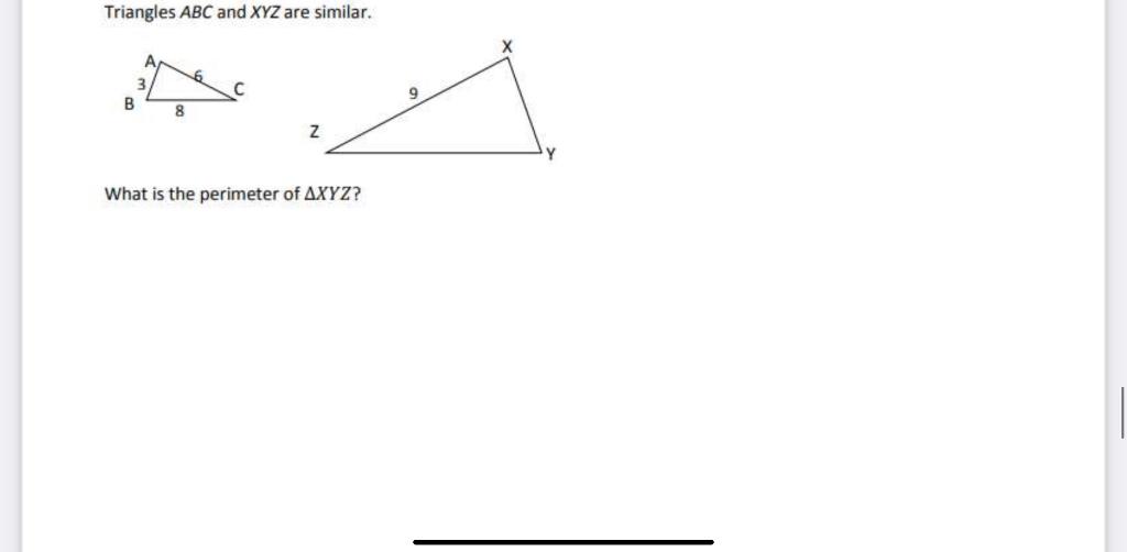 Solved Triangles ABC And XYZ Are Similar. B 8 Z What Is The | Chegg.com