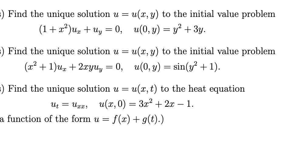 Solved s) Find the unique solution u = u(x, y) to the | Chegg.com