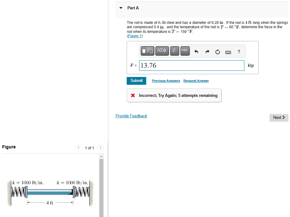 Solved Part AThe rod is ﻿made of A36 ﻿steel and has a