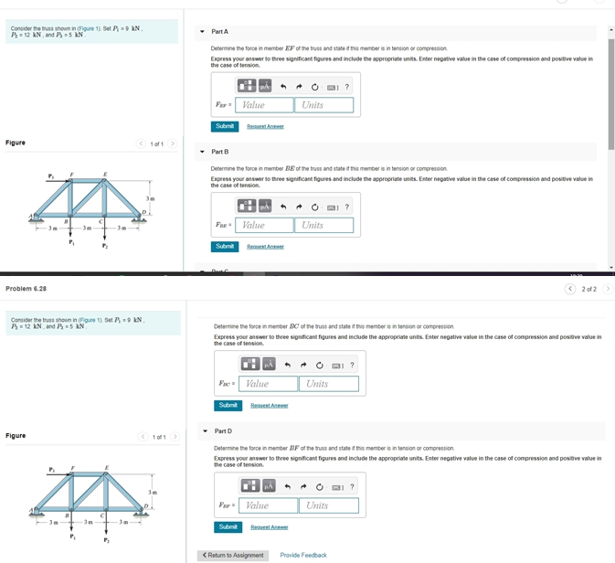 Solved Consider the truss shown in Figure 1) Set P N - Part | Chegg.com