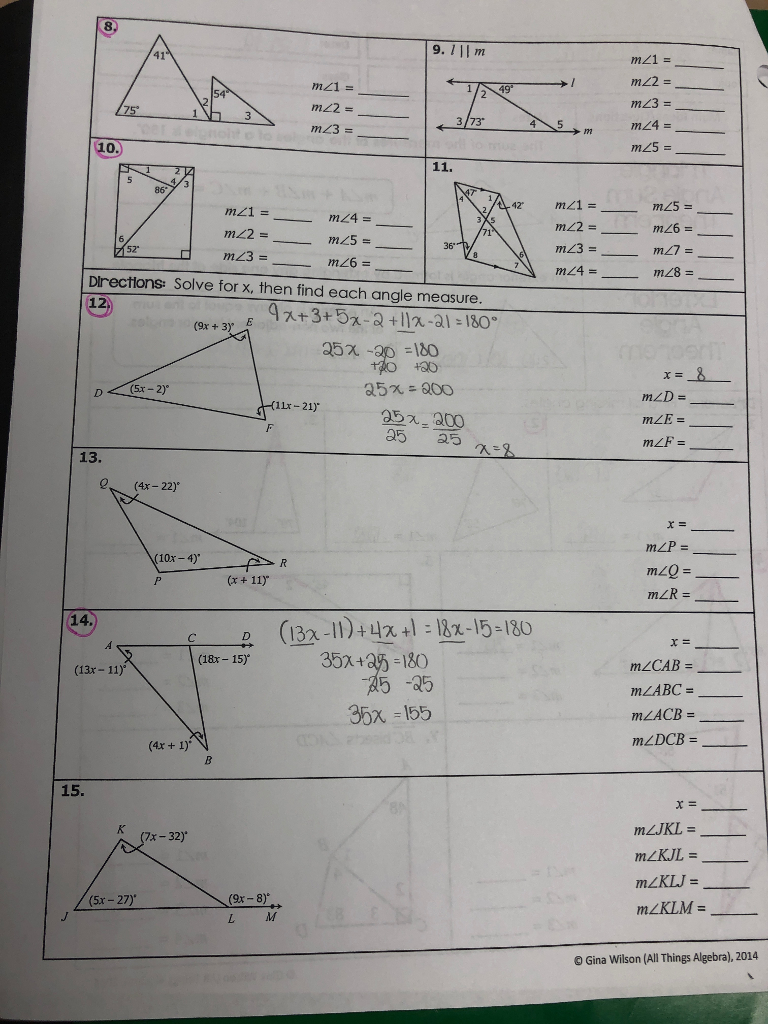 Solved: Exterior Angle Theorem And Triangle Sum Theorem Pl | Chegg.com