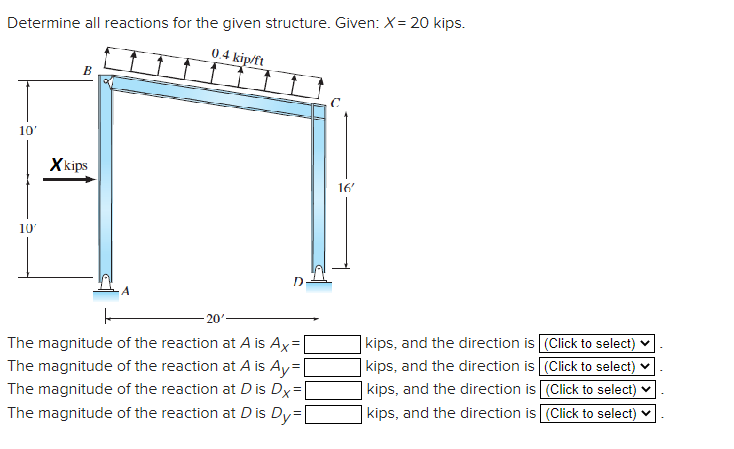 Solved Determine all reactions for the given structure. | Chegg.com