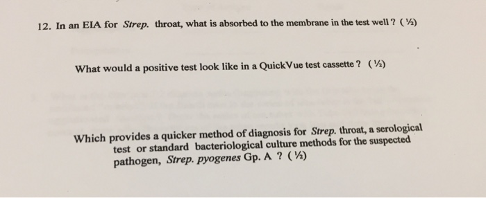 Solved In an EIA for Strep. throat, what is absorbed to the | Chegg.com