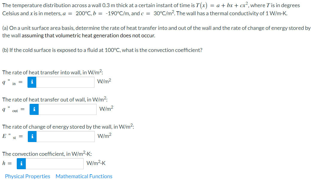 Solved The temperature distribution across a wall 0.3 m | Chegg.com
