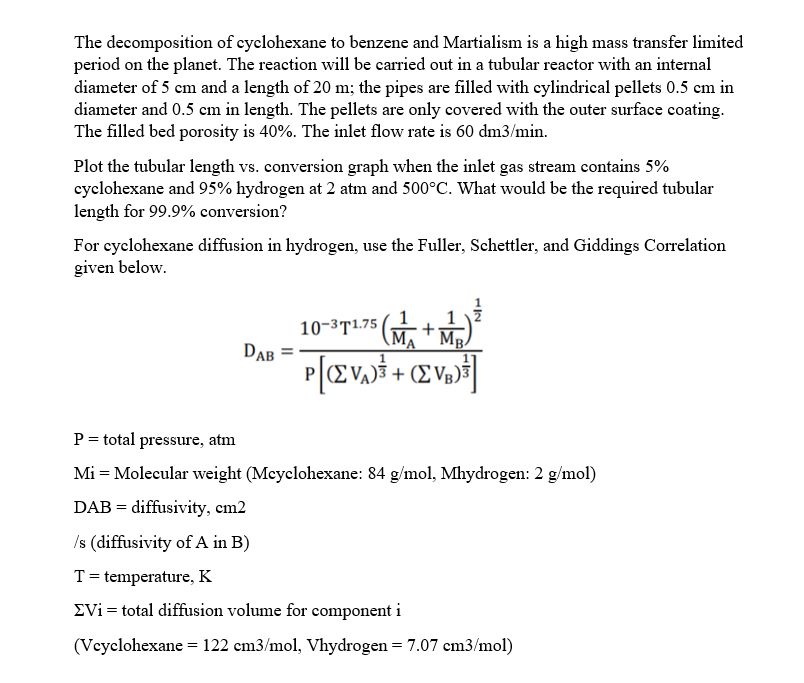Solved The decomposition of cyclohexane to benzene and | Chegg.com