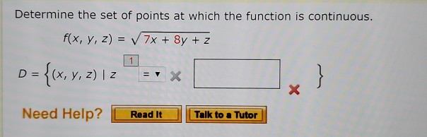Solved Determine the set of points at which the function is | Chegg.com