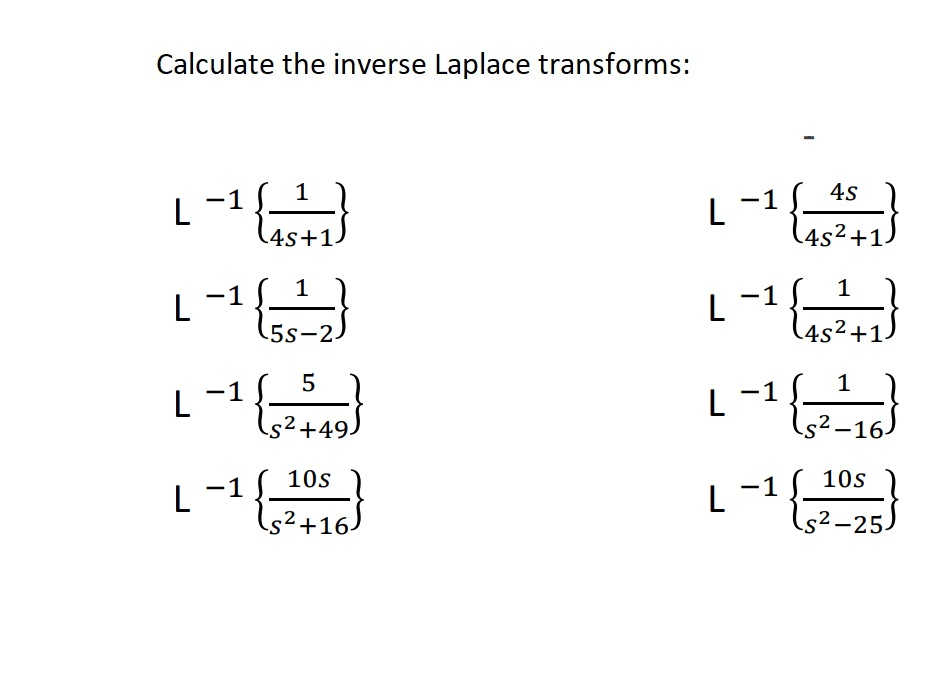 Solved Calculate the inverse Laplace transforms: 1 L -1 4s | Chegg.com