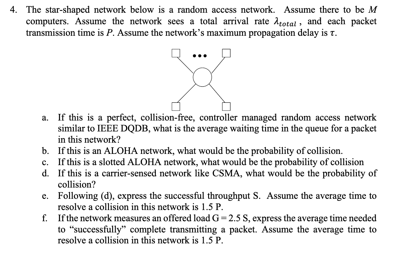 Solved The star-shaped network below is a random access | Chegg.com