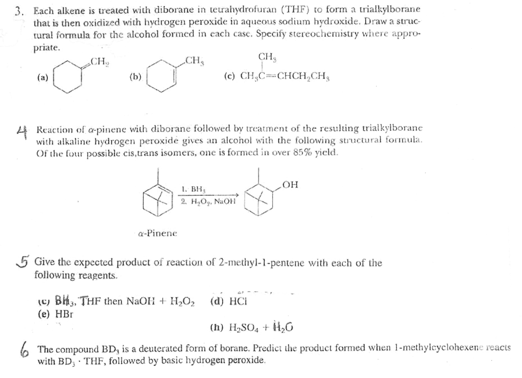 Solved 3. Each Alkene Is Treated With Diborane In | Chegg.com