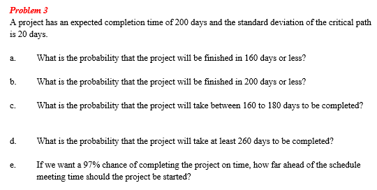 Solved Problem 3 A Project Has An Expected Completion Time | Chegg.com